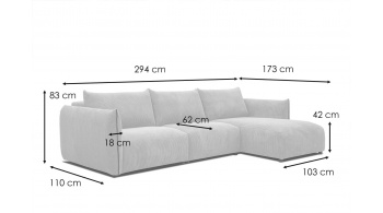 Ecksofa rechts 4-Sitzer TAUER