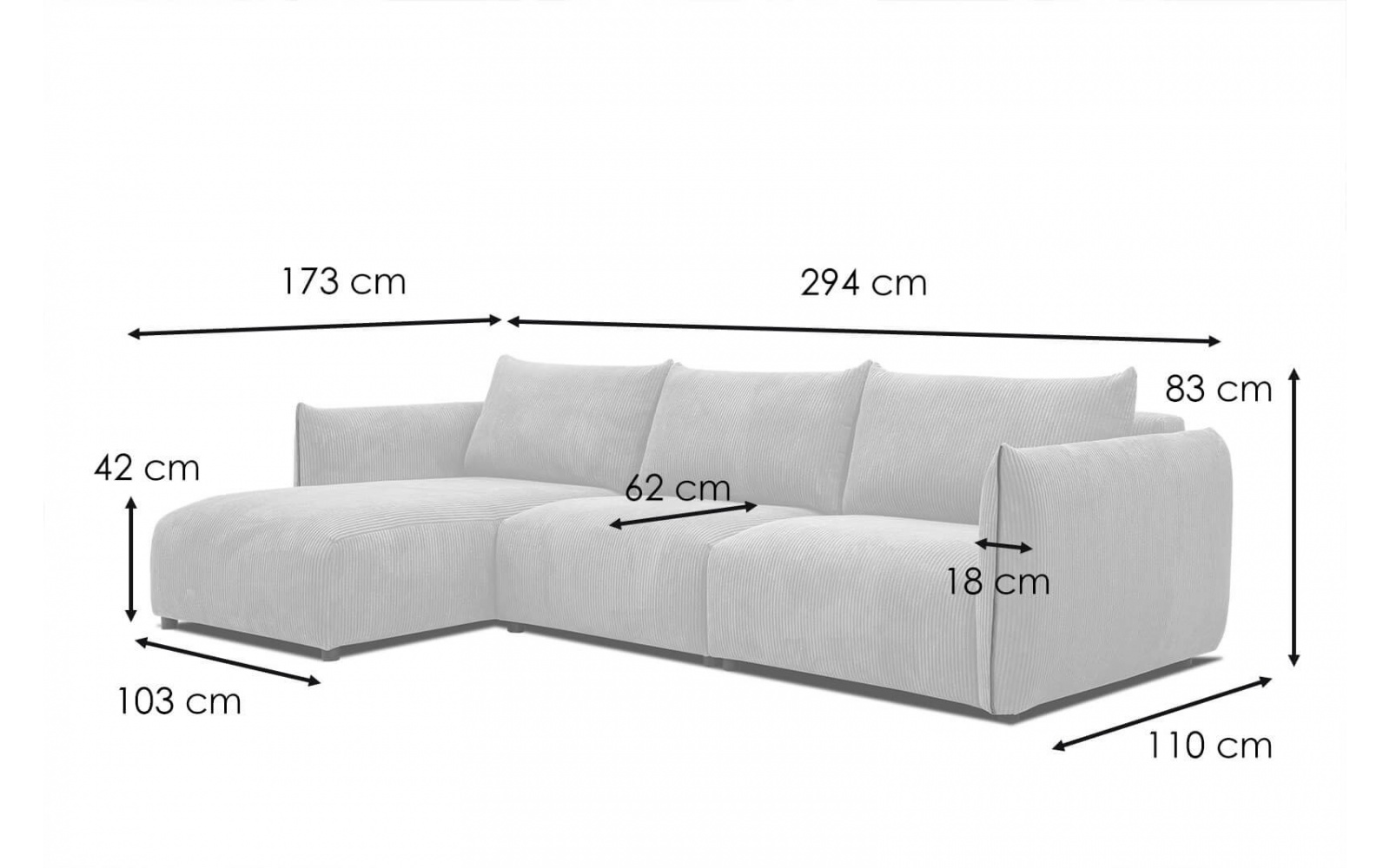 Ecksofa links 4-Sitzer TAUER