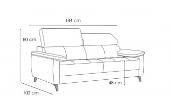 Sofa 3-Sitzer mit verstellbaren Kopfstützen TAUNUS