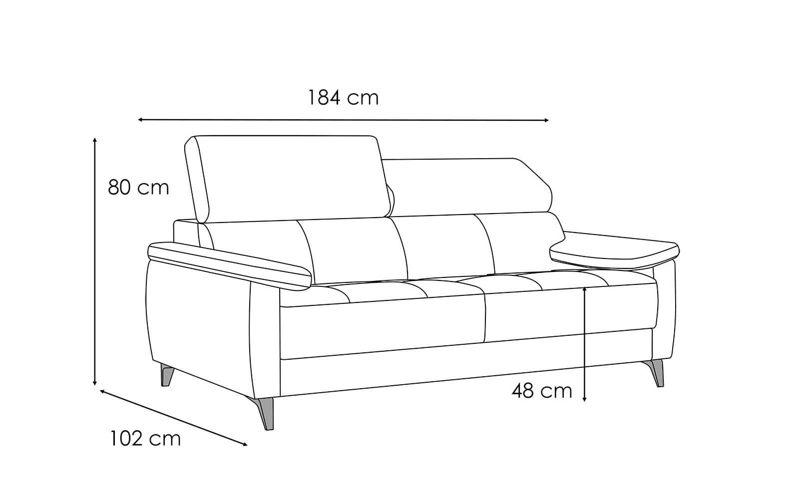 Sofa 3-Sitzer mit verstellbaren Kopfstützen TAUNUS