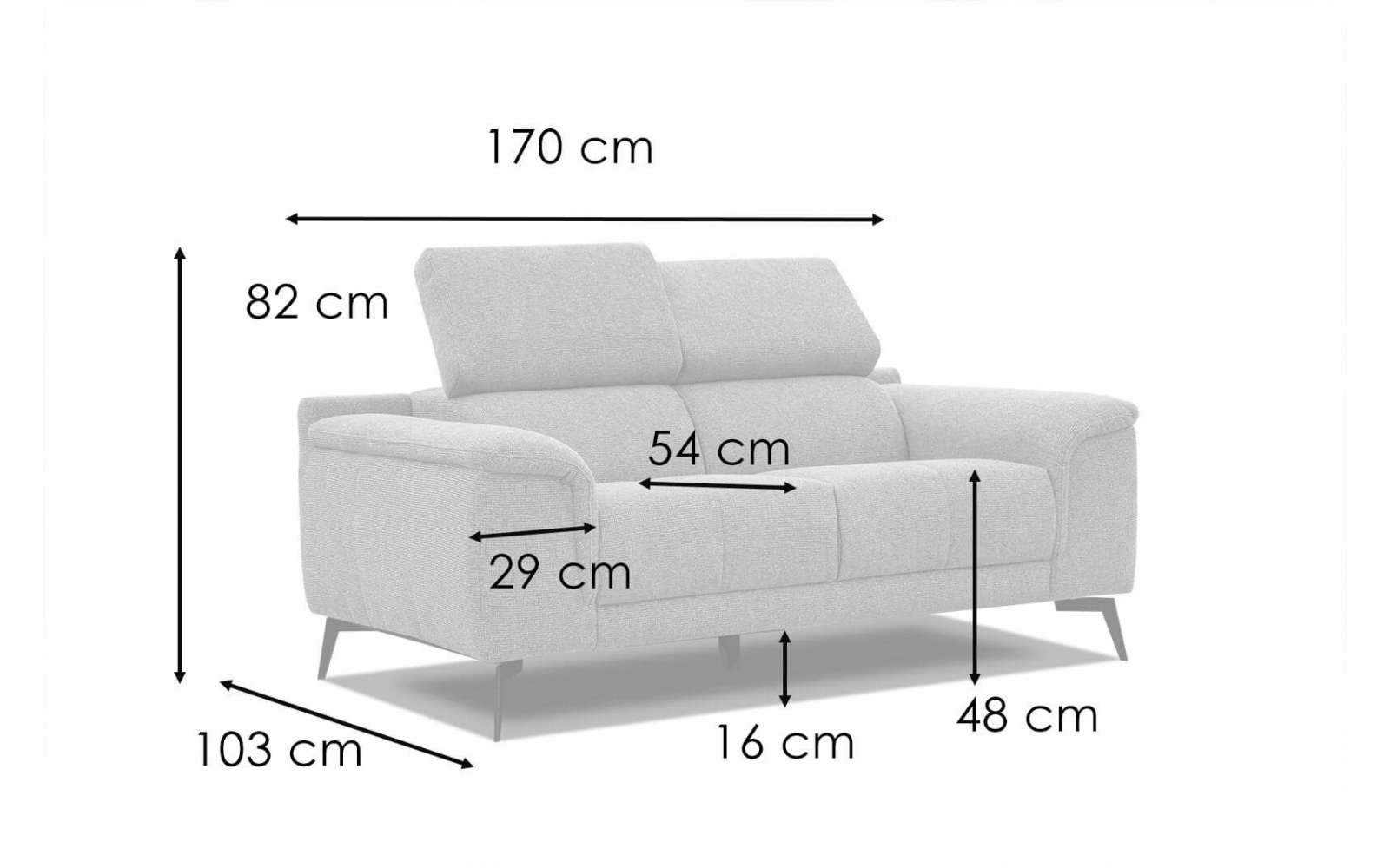 Sofa 2-Sitzer mit verstellbaren Kopfstützen FIERO