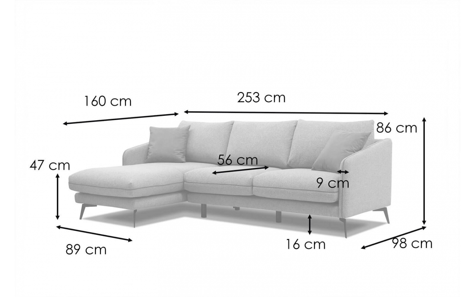 Ecksofa links 4-Sitzer SOGEL