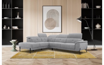 Ecksofa links mit verstellbaren Kopfstützen 5-Sitzer AVENA