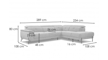 Ecksofa links mit verstellbaren Kopfstützen 5-Sitzer AVENA