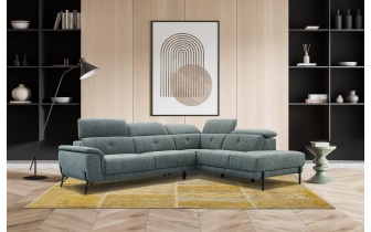 Ecksofa rechts mit verstellbaren Kopfstützen 5-Sitzer AVENA