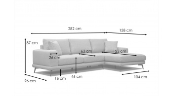 Ecksofa rechts 4-Sitzer MEDIOLANE