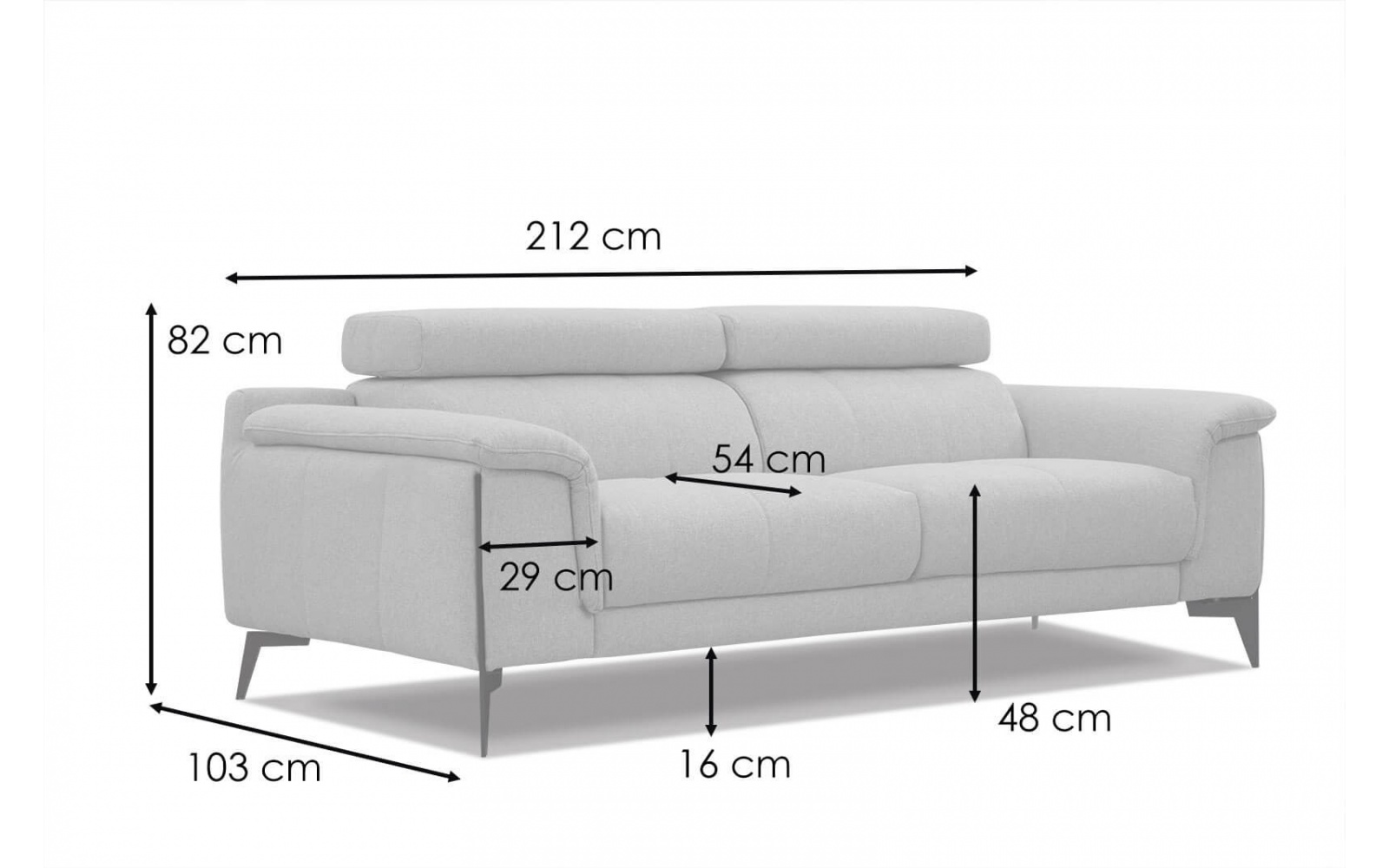 Sofa XXL 3-Sitzer mit verstellbaren Kopfstützen MATERA