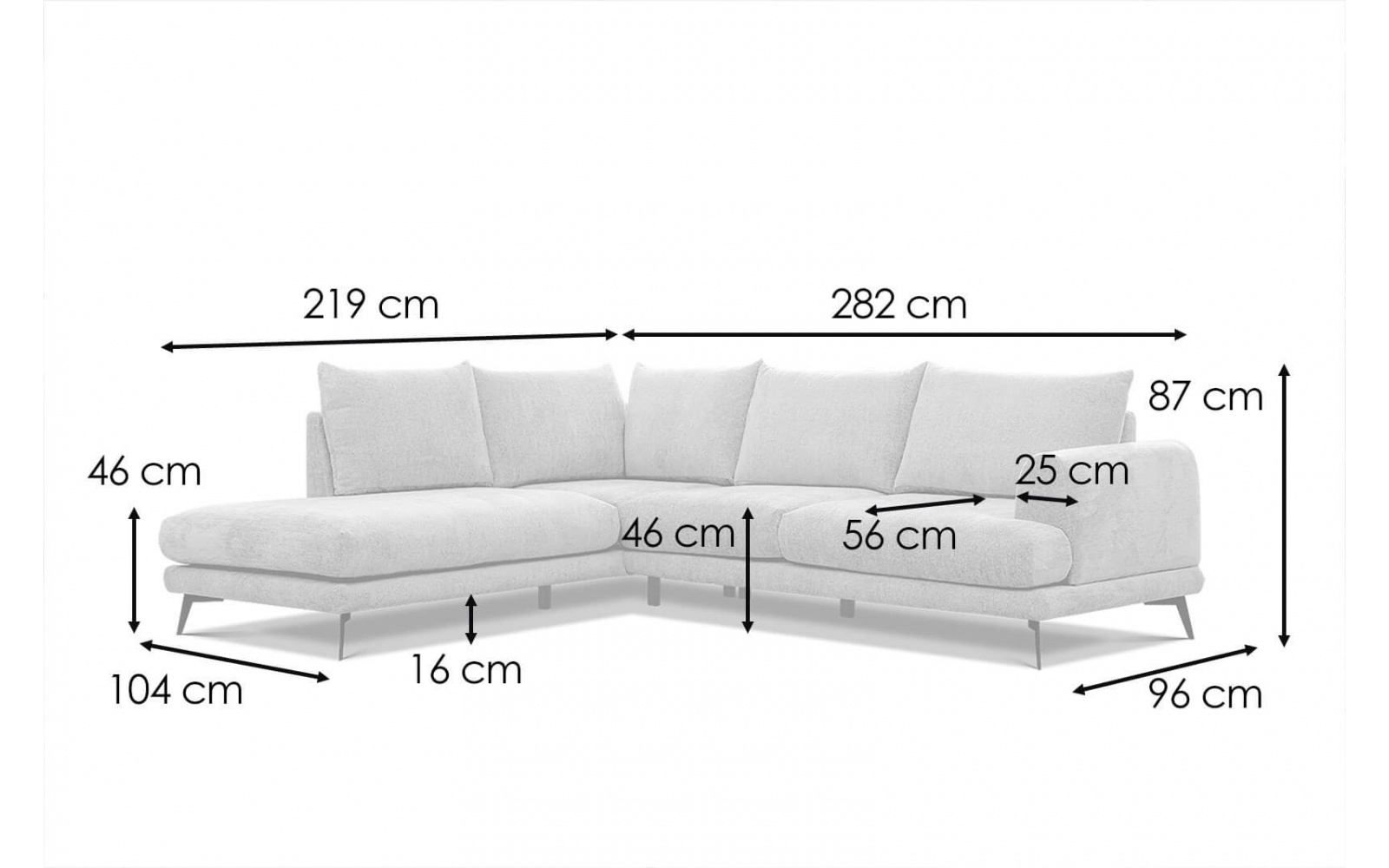 Ecksofa links 5-Sitzer ADRIA