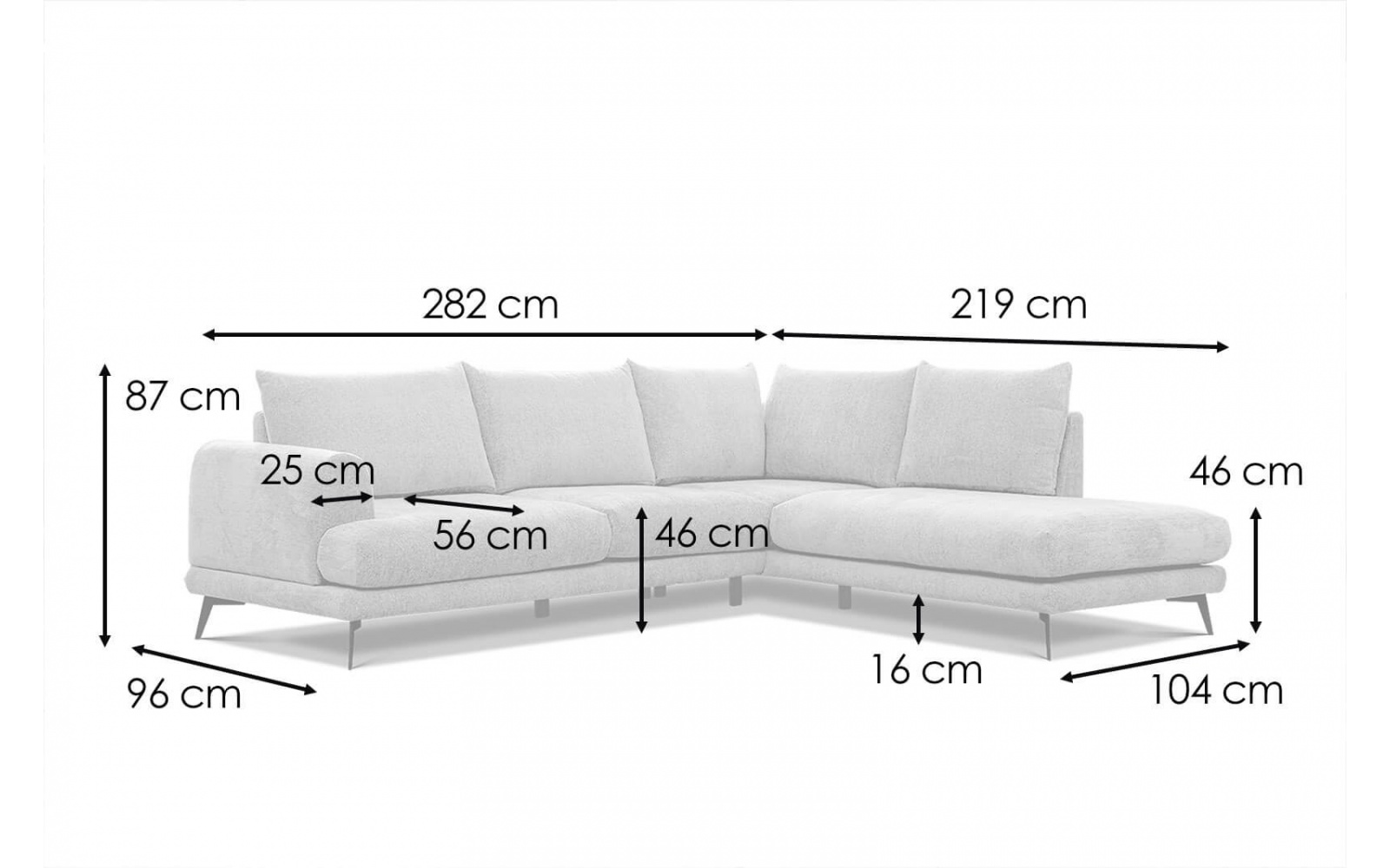 Ecksofa rechts 5-Sitzer ADRIA