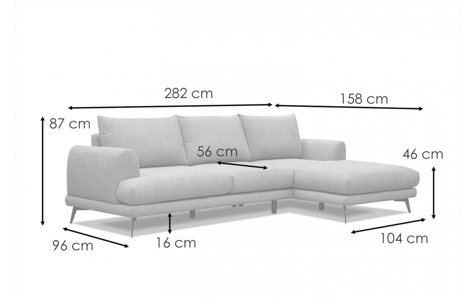 Ecksofa rechts 4-Sitzer ADRIA