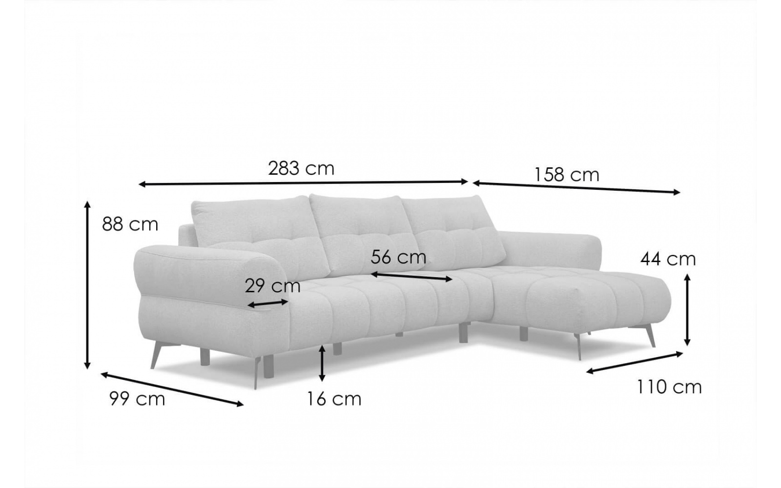 Ecksofa rechts 4-Sitzer SALVINI