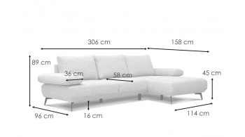 Ecksofa rechts 4-Sitzer MELLO