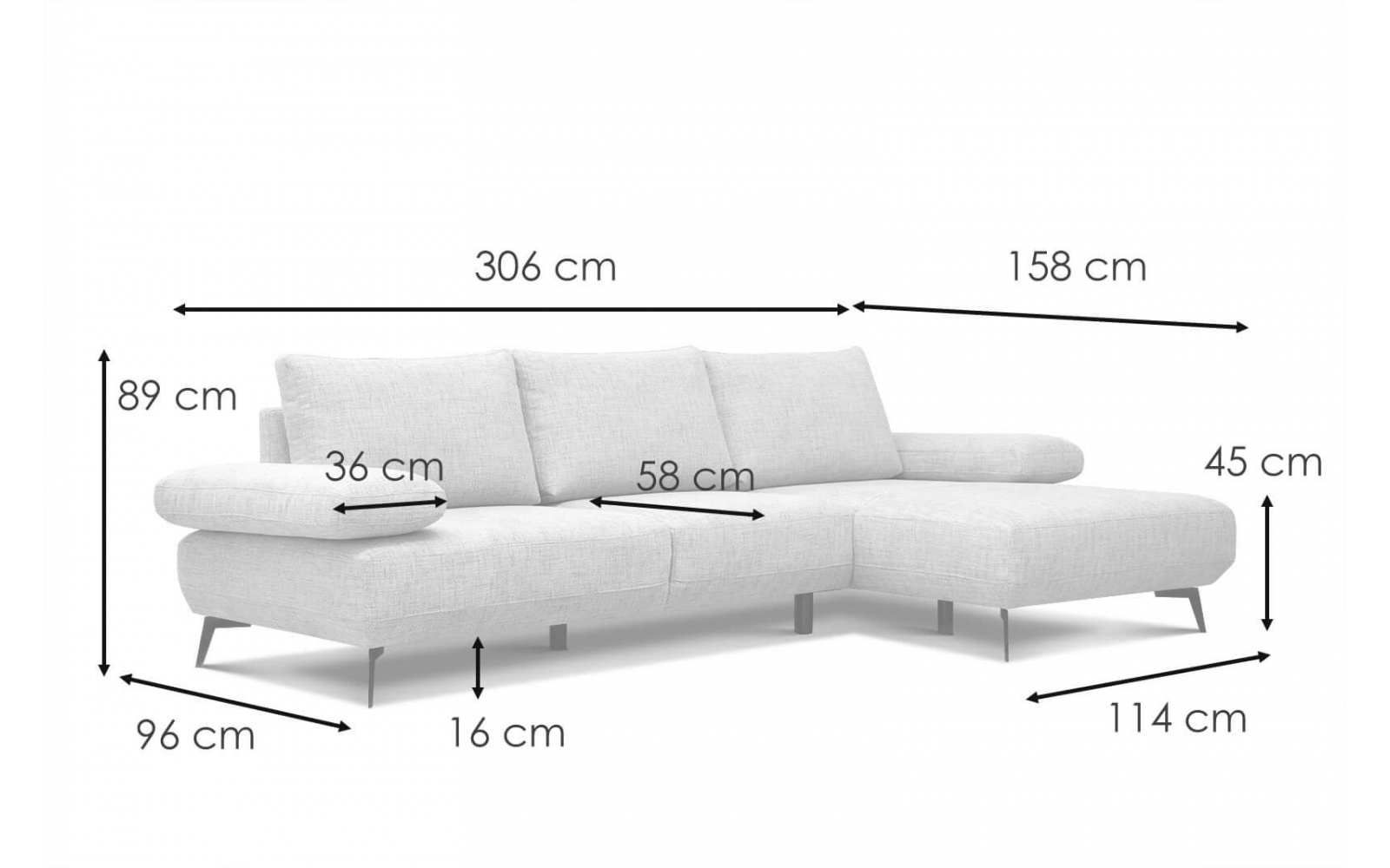 Ecksofa rechts 4-Sitzer MELLO