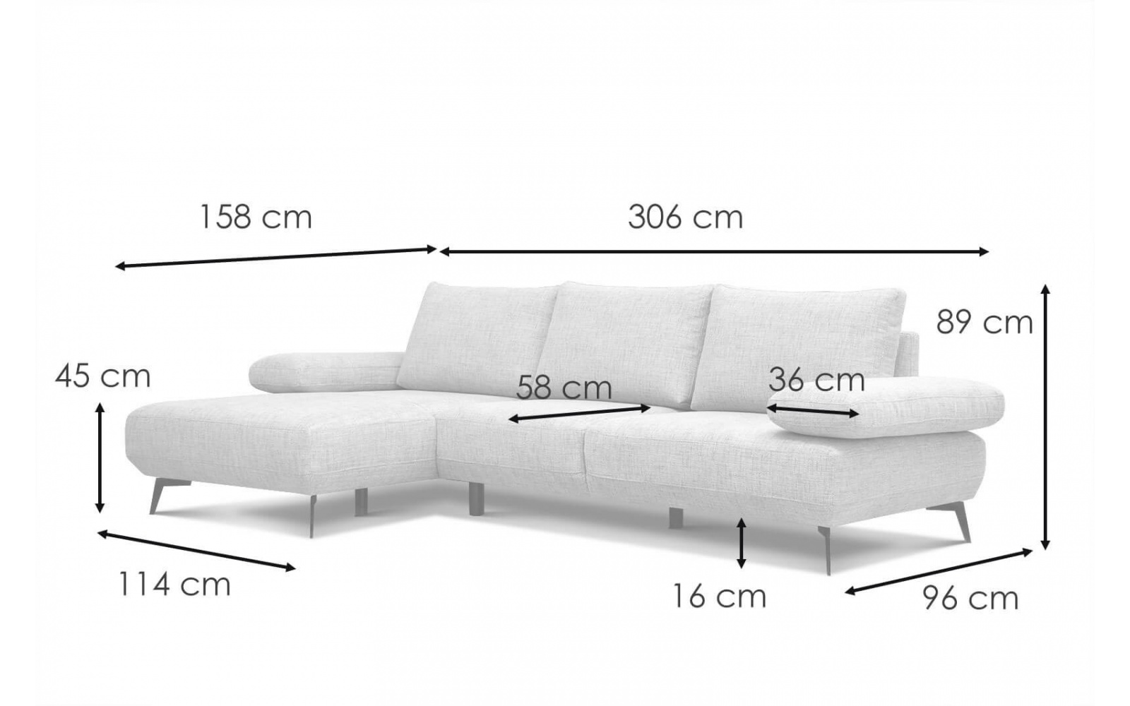Ecksofa links 4-Sitzer MELLO