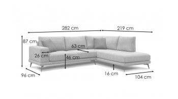 Ecksofa rechts 5-Sitzer MEDIOLANE