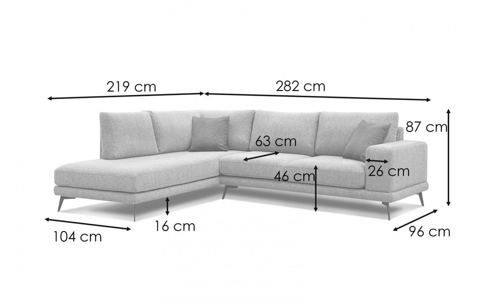 Ecksofa links 5-Sitzer MEDIOLANE