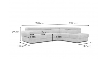 Ecksofa rechts mit verstellbaren Kopfstützen 5-Sitzer CALVERA