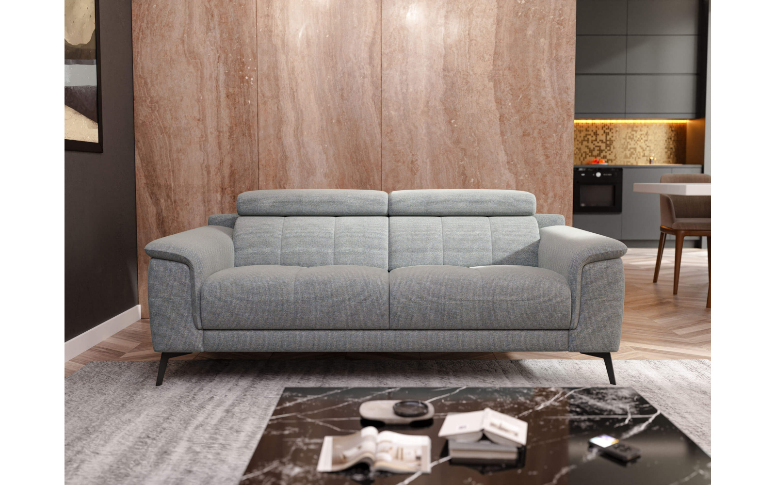 Sofa XXL 3-Sitzer mit verstellbaren Kopfstützen FIERO