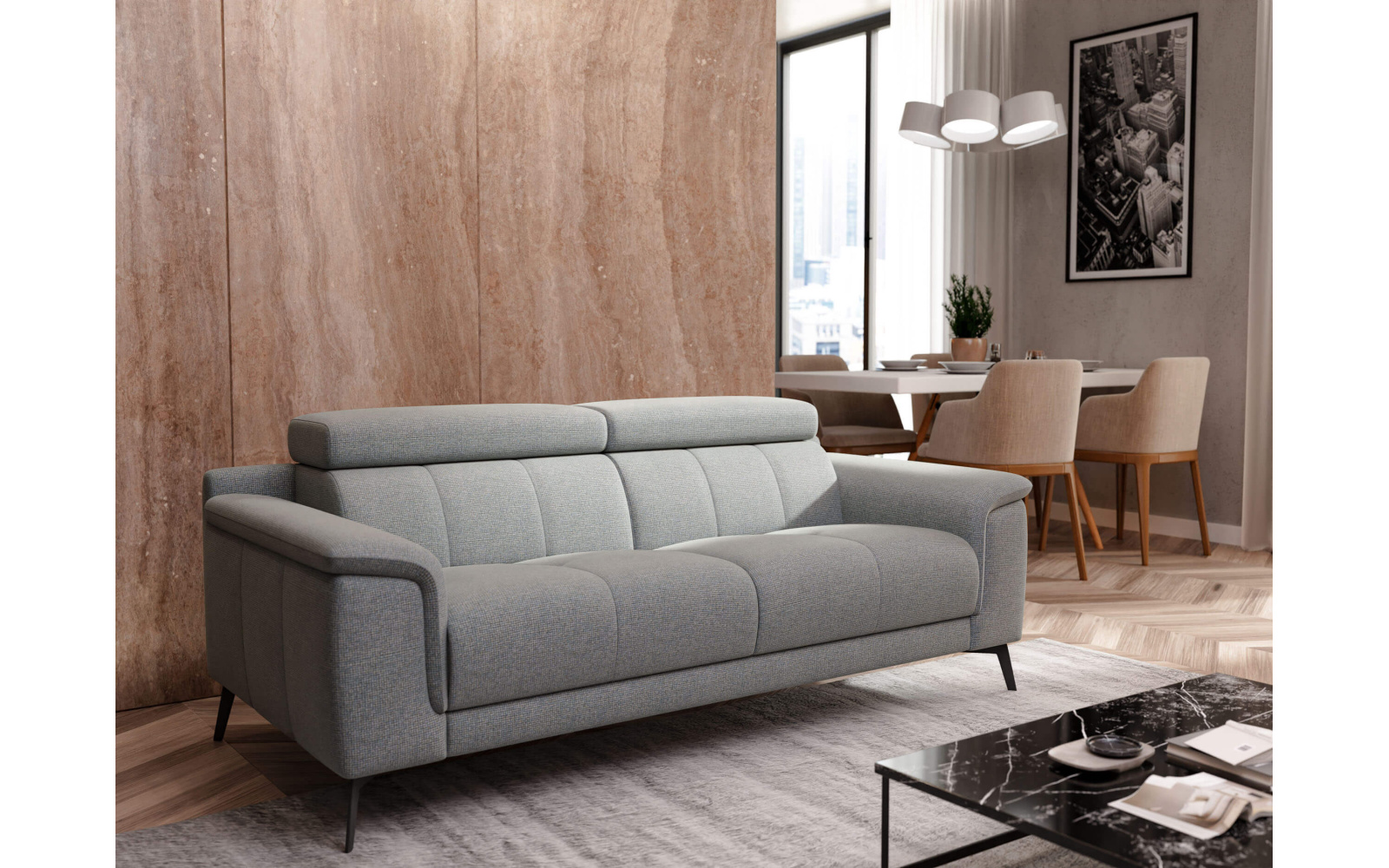 Sofa XXL 3-Sitzer mit verstellbaren Kopfstützen FIERO