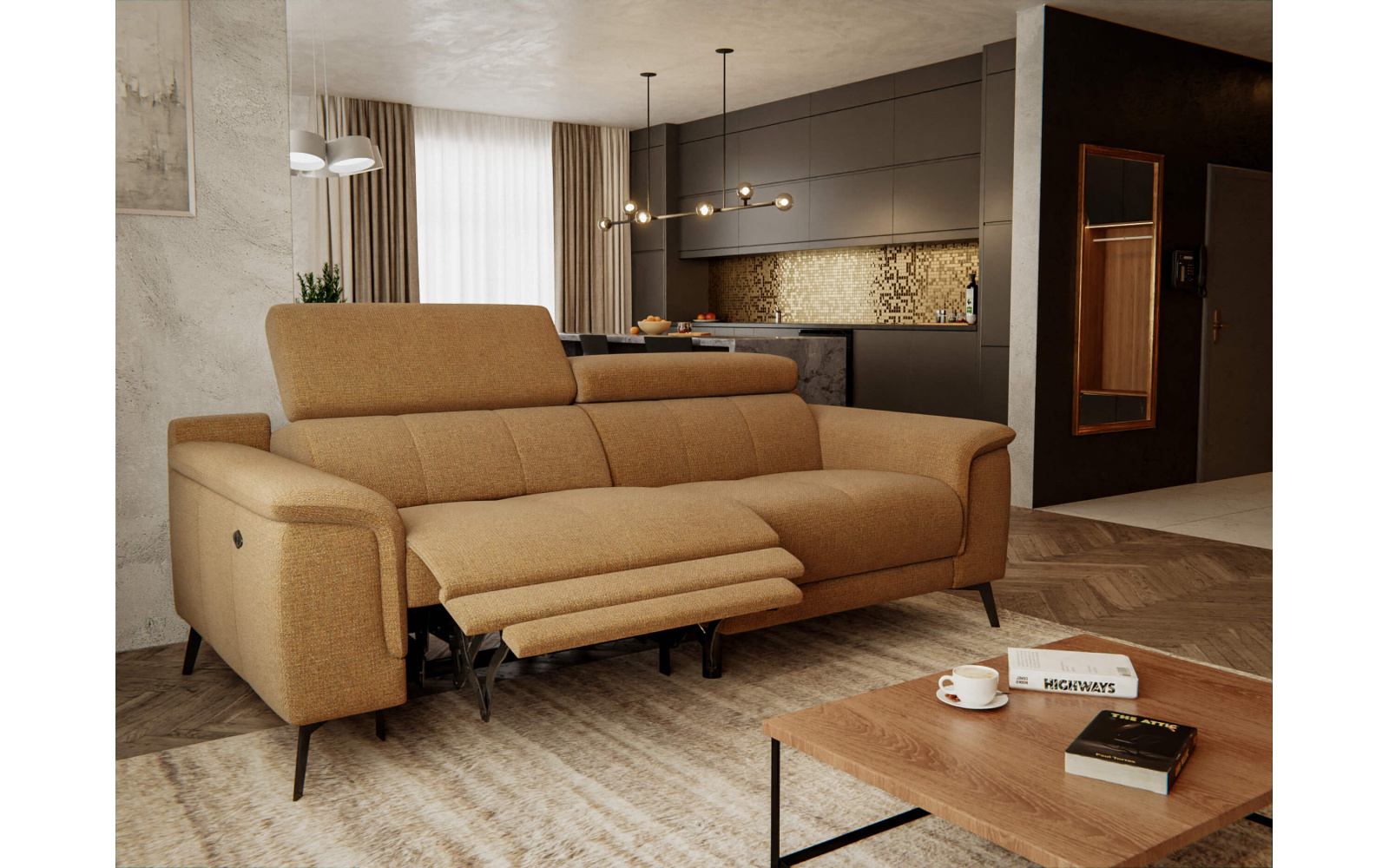 3-Sitzer Sofa mit Relaxfunktion auf der linken Seite FIERO