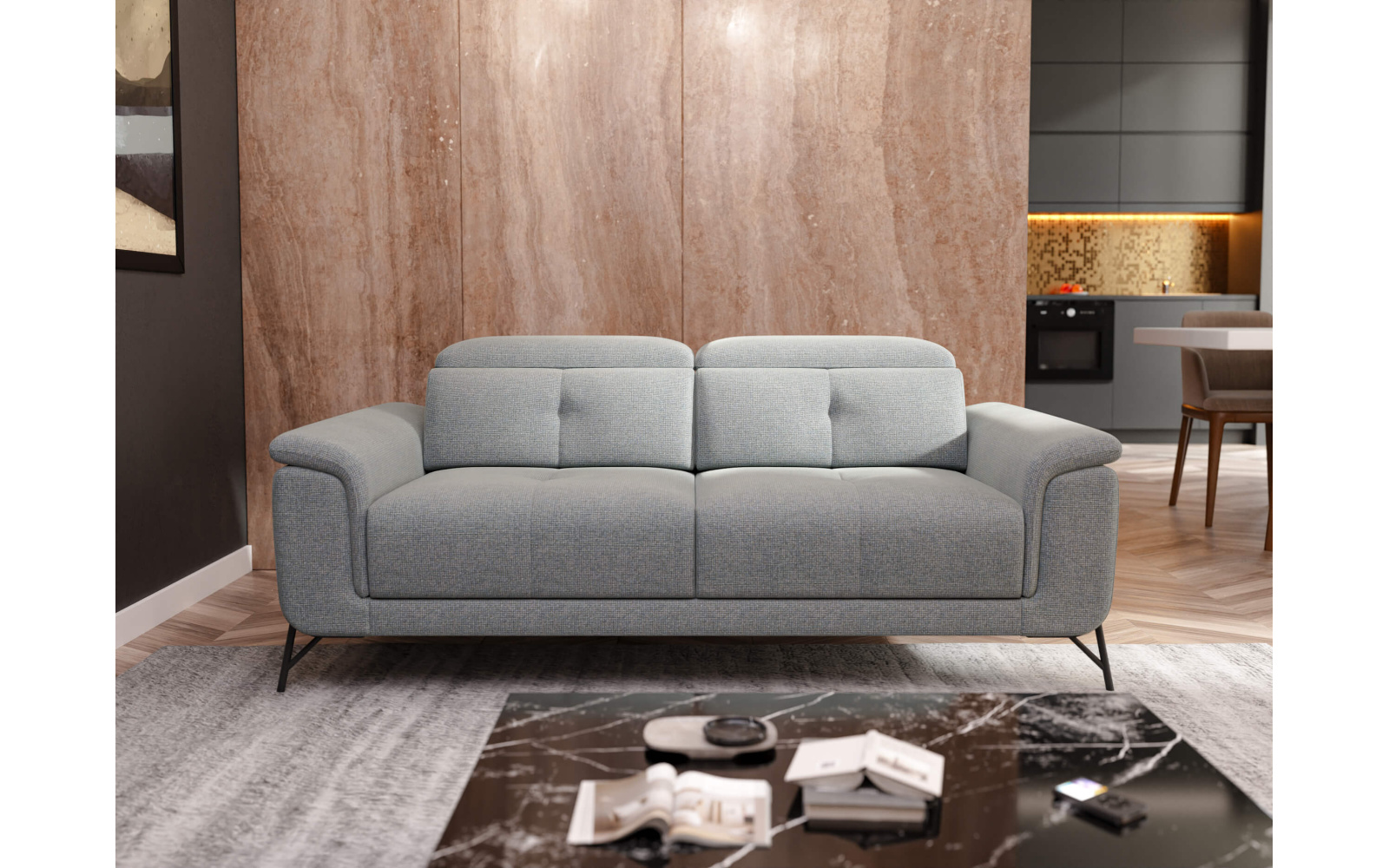 Sofa XXL 3-Sitzer mit verstellbaren Kopfstützen AVENA