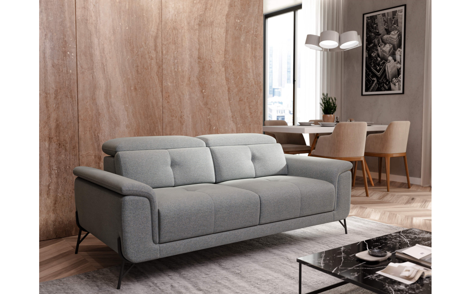 Sofa XXL 3-Sitzer mit verstellbaren Kopfstützen AVENA