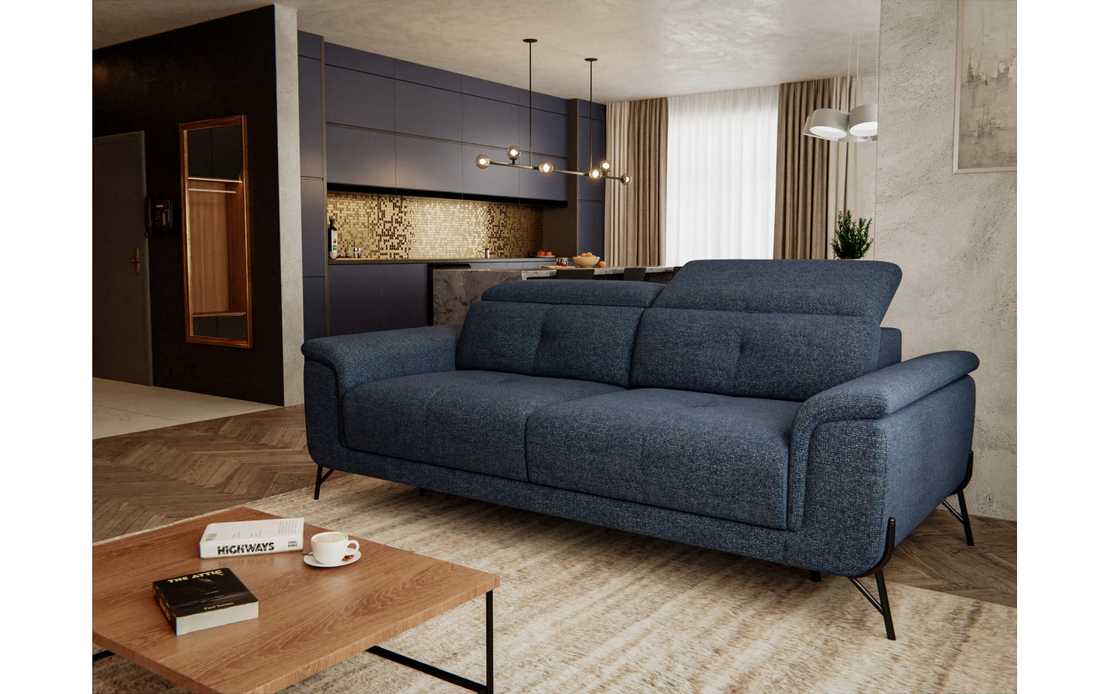 Sofa XXL 3-Sitzer mit verstellbaren Kopfstützen AVENA