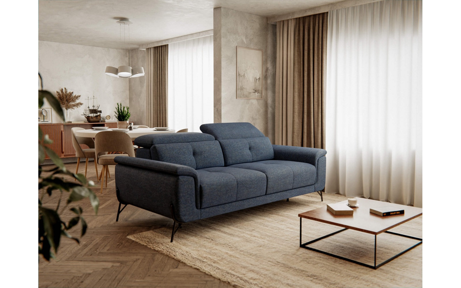 Sofa XXL 3-Sitzer mit verstellbaren Kopfstützen AVENA