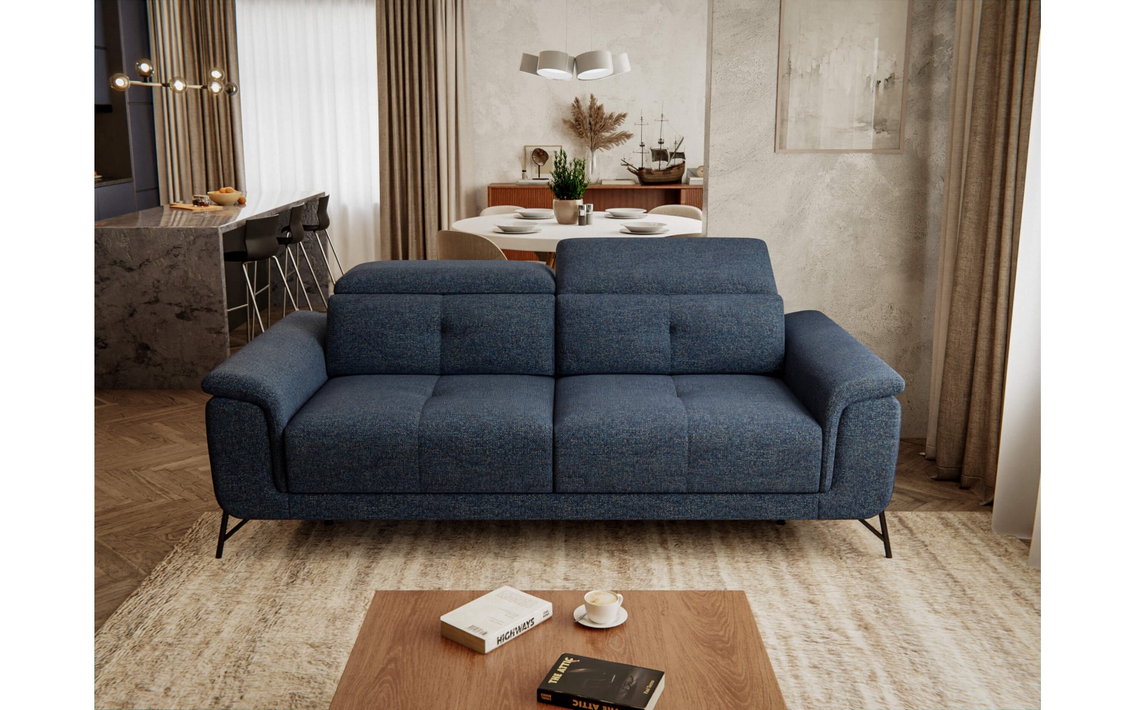 Sofa XXL 3-Sitzer mit verstellbaren Kopfstützen AVENA