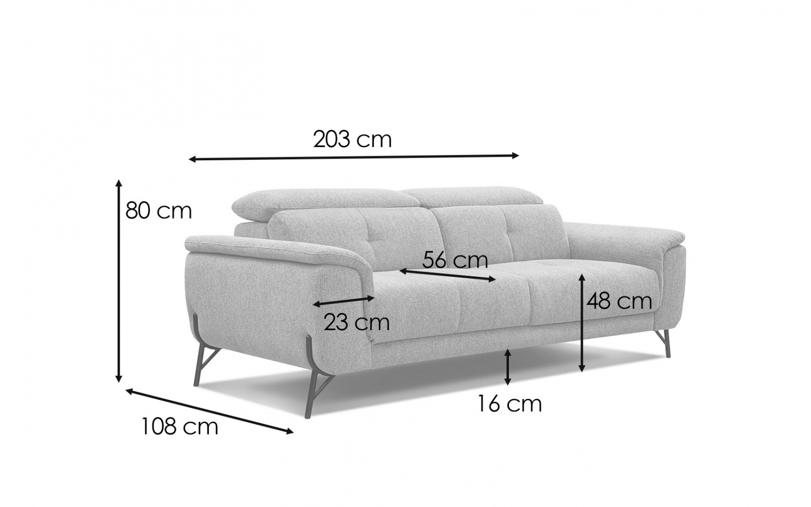 3-Sitzer Sofa mit Relaxfunktion auf der linken Seite AVENA
