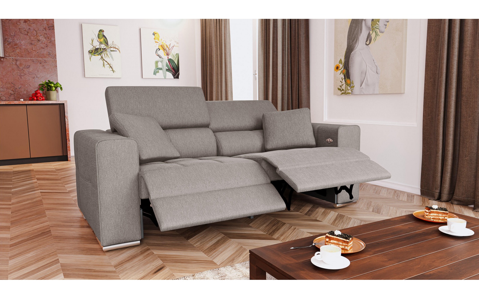 3-Sitzer Relaxsofa mit zwei elektrischen Relaxfunktionen QUARTZ