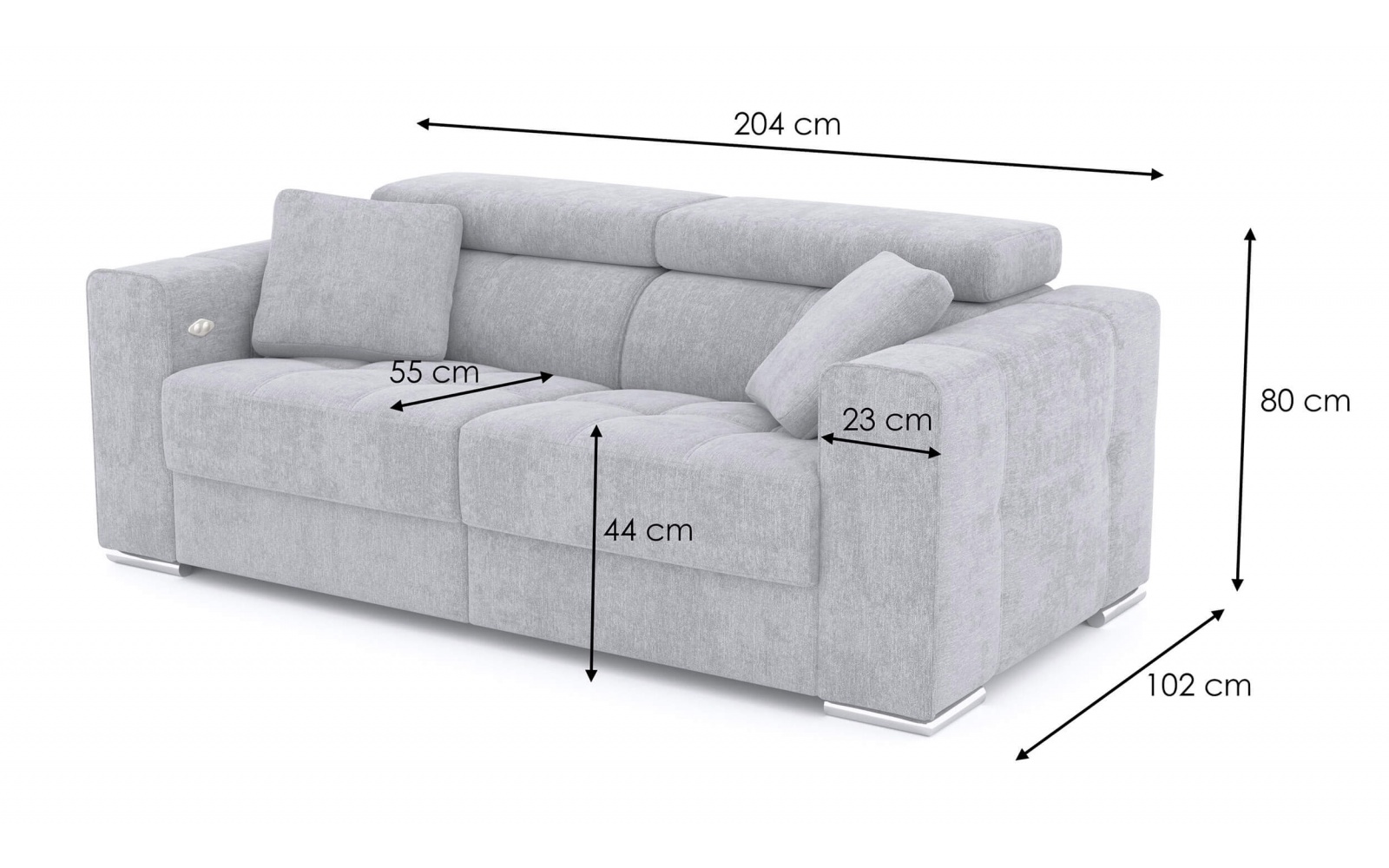 3-Sitzer Relaxsofa mit zwei elektrischen Relaxfunktionen QUARTZ