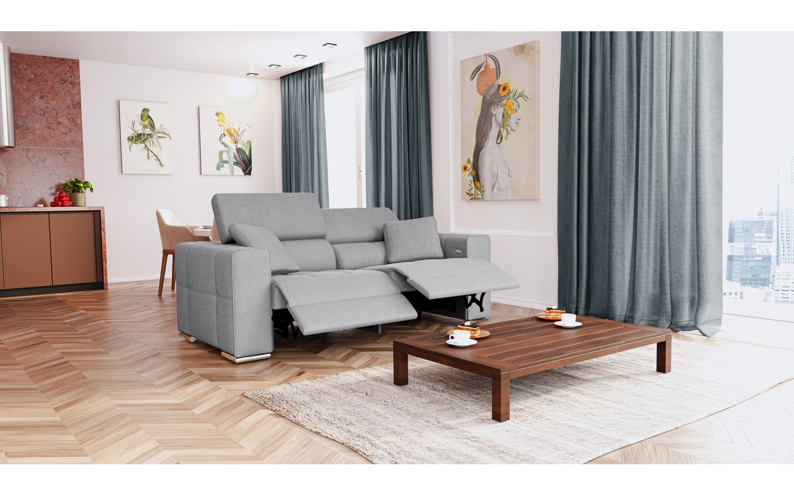 3-Sitzer Relaxsofa mit zwei elektrischen Relaxfunktionen QUARTZ