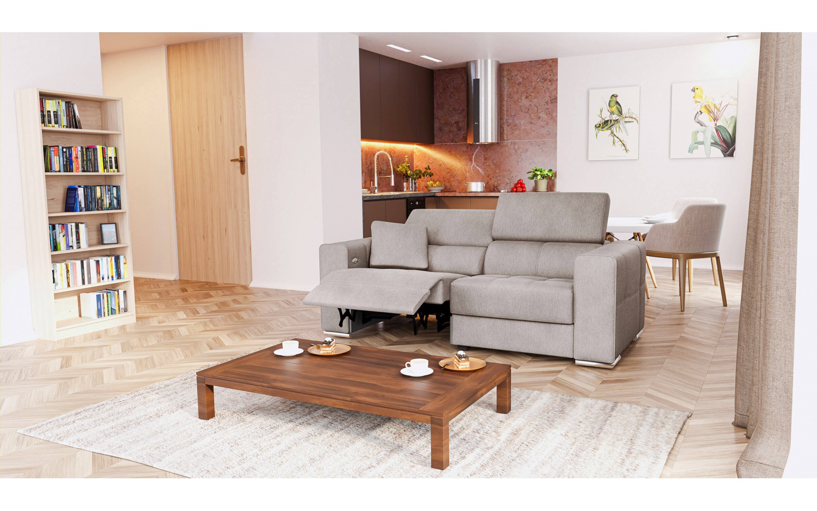 3-Sitzer Relaxsofa mit elektrischen Relaxfunktion auf der linken Seite QUARTZ