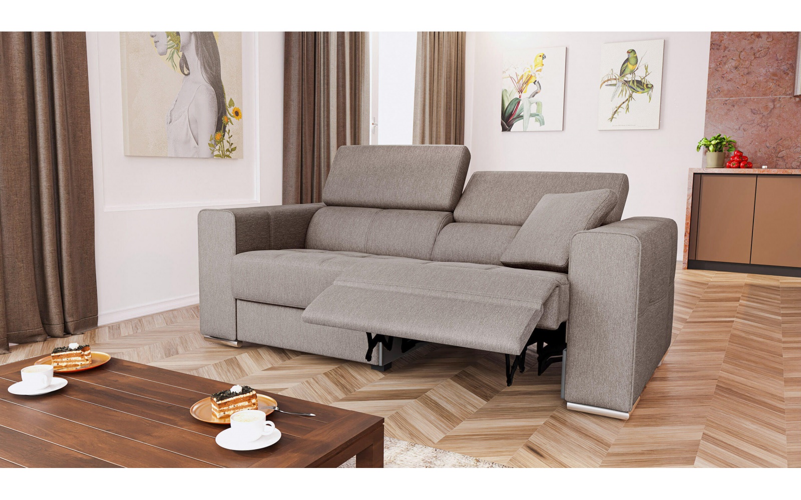 3-Sitzer Relaxsofa mit elektrischen Relaxfunktion auf der rechten Seite QUARTZ