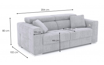 3-Sitzer Relaxsofa mit elektrischen Relaxfunktion auf der rechten Seite QUARTZ