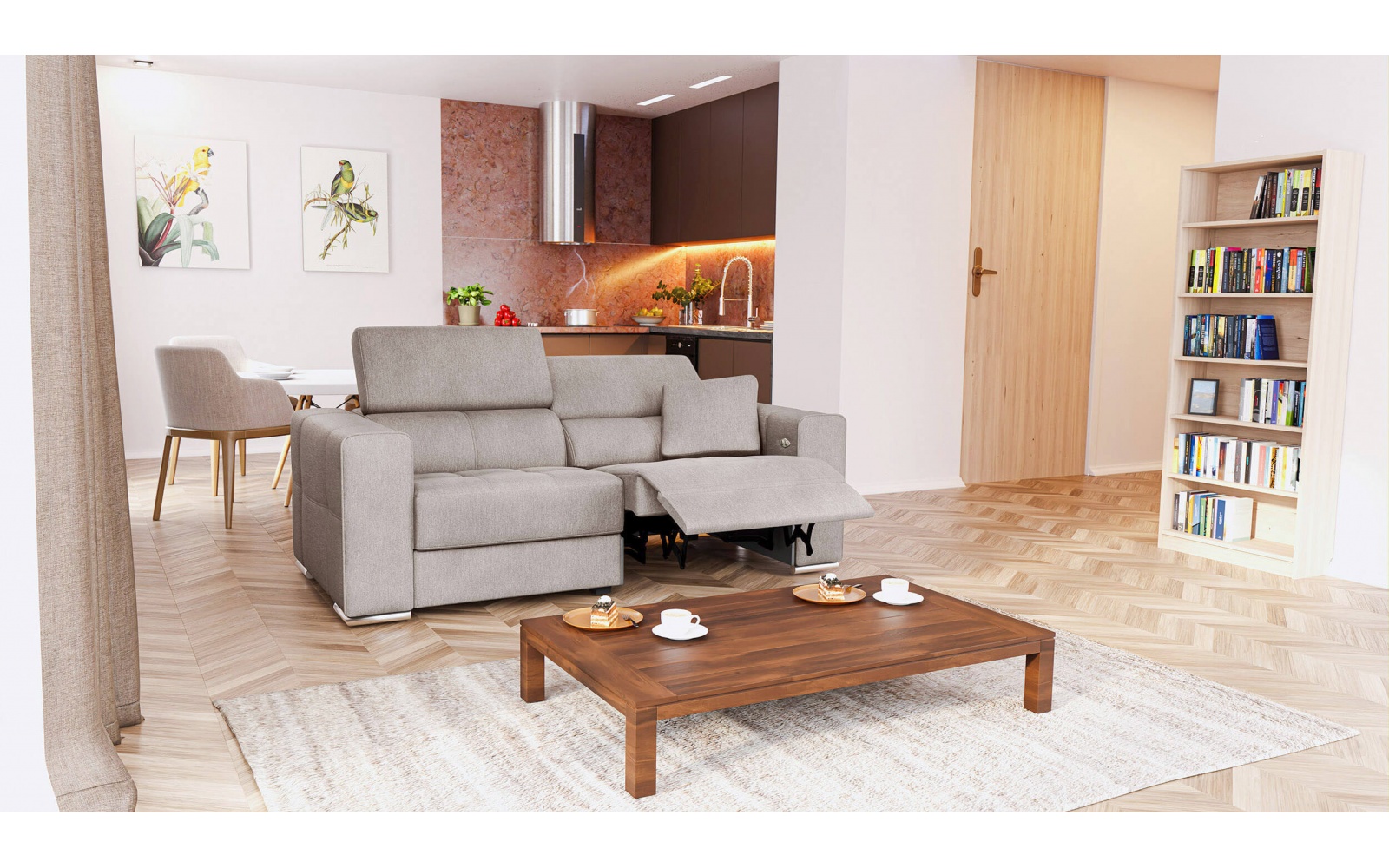 3-Sitzer Relaxsofa mit elektrischen Relaxfunktion auf der rechten Seite QUARTZ