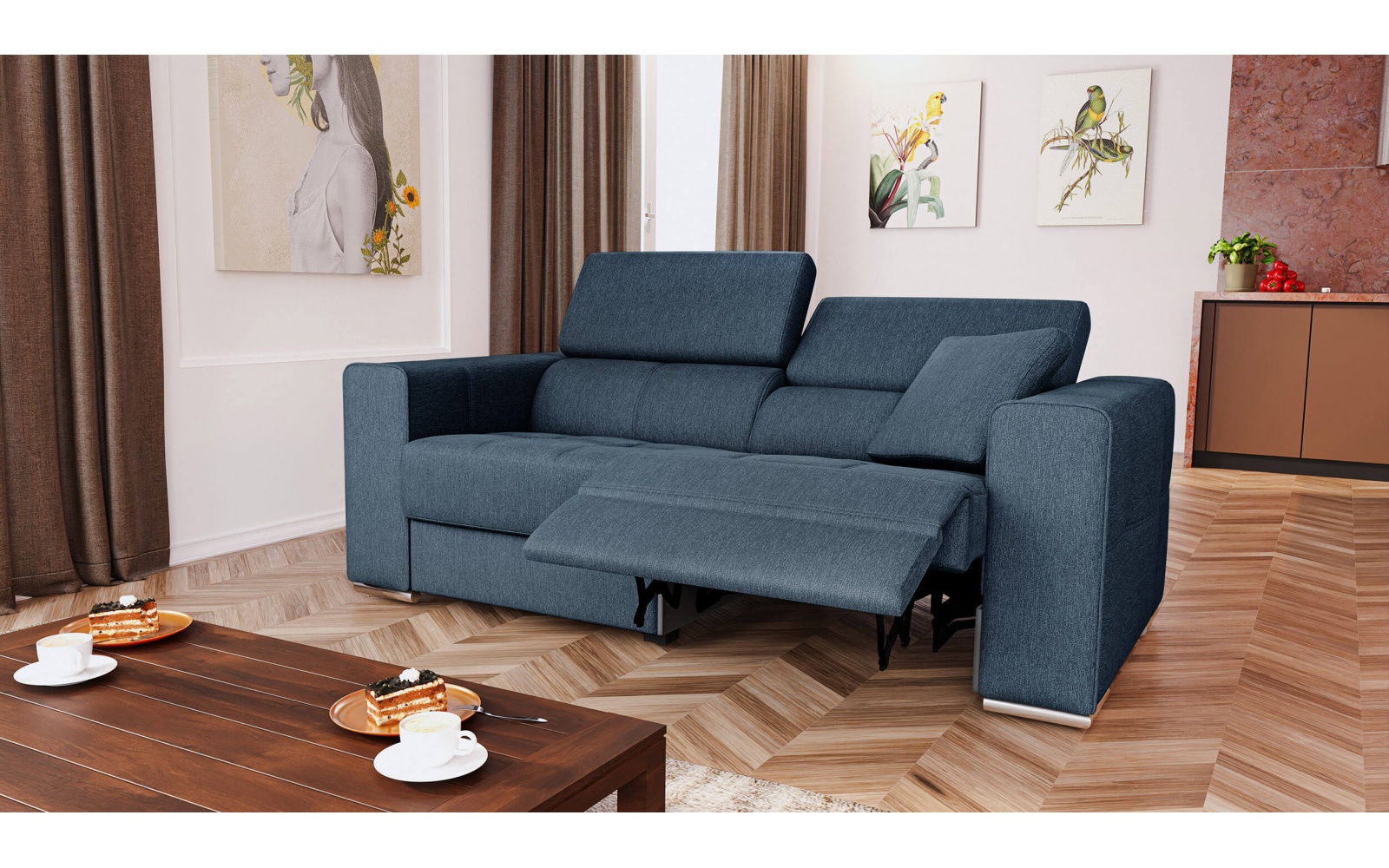 3-Sitzer Relaxsofa mit elektrischen Relaxfunktion auf der rechten Seite QUARTZ