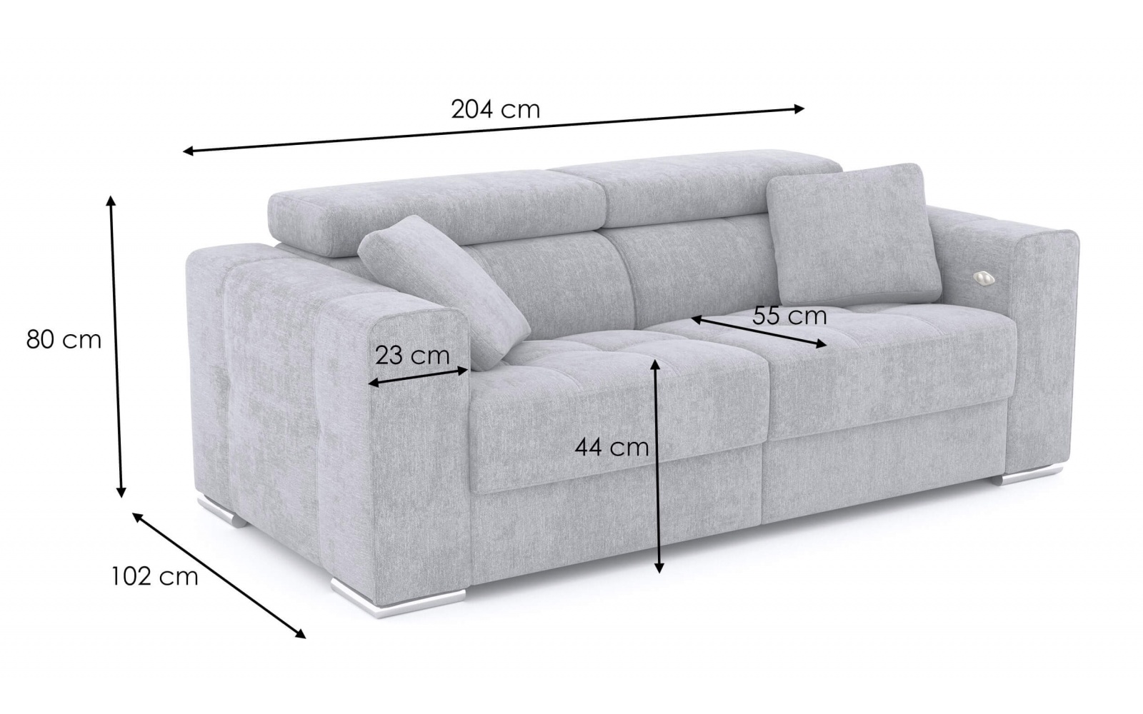 3-Sitzer Relaxsofa mit elektrischen Relaxfunktion auf der rechten Seite QUARTZ