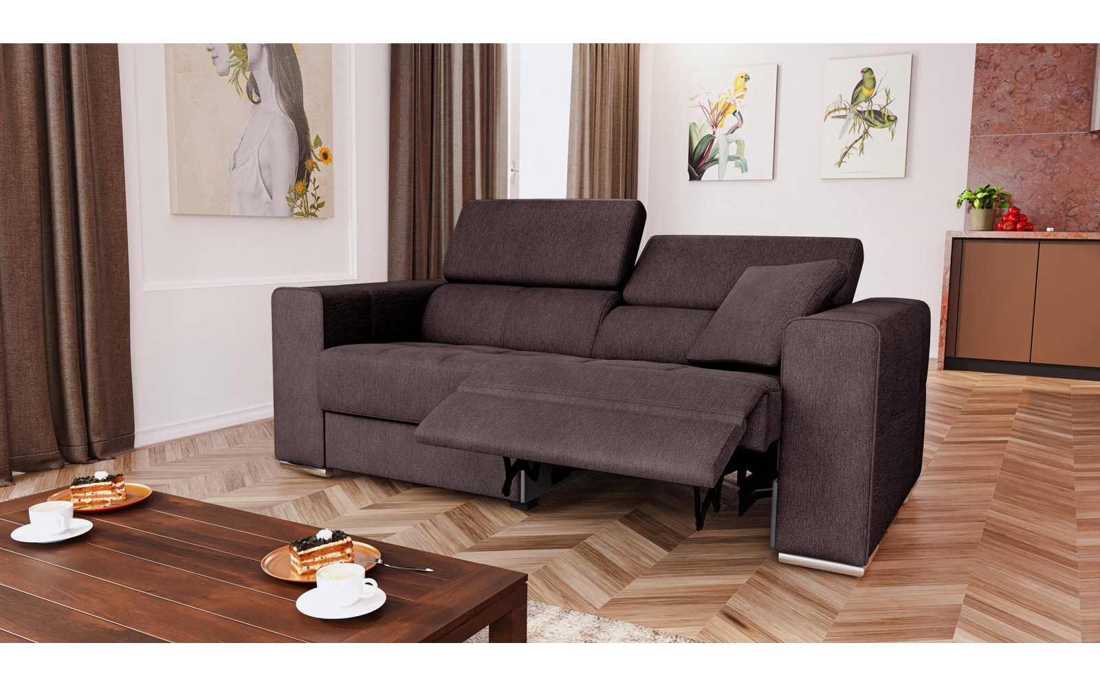 3-Sitzer Relaxsofa mit elektrischen Relaxfunktion auf der rechten Seite QUARTZ