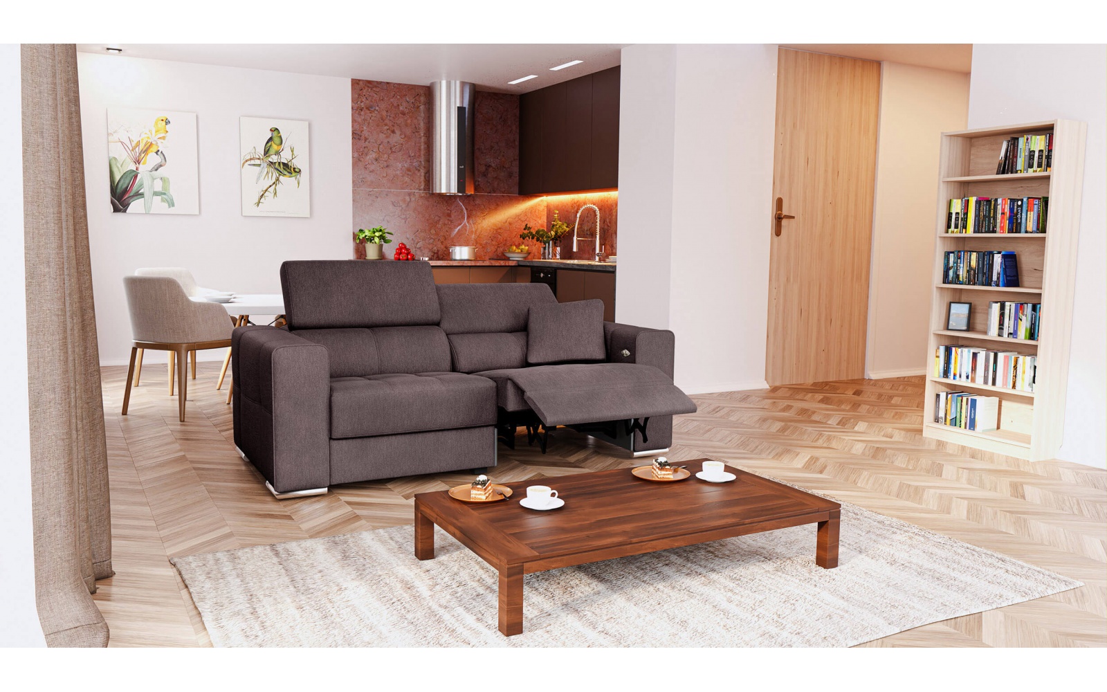 3-Sitzer Relaxsofa mit elektrischen Relaxfunktion auf der rechten Seite QUARTZ