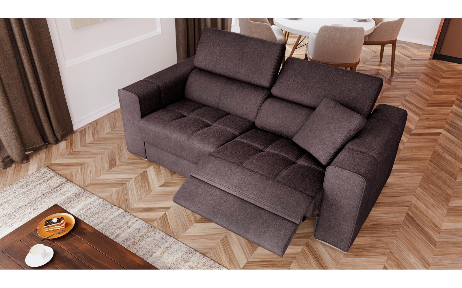 3-Sitzer Relaxsofa mit elektrischen Relaxfunktion auf der rechten Seite QUARTZ