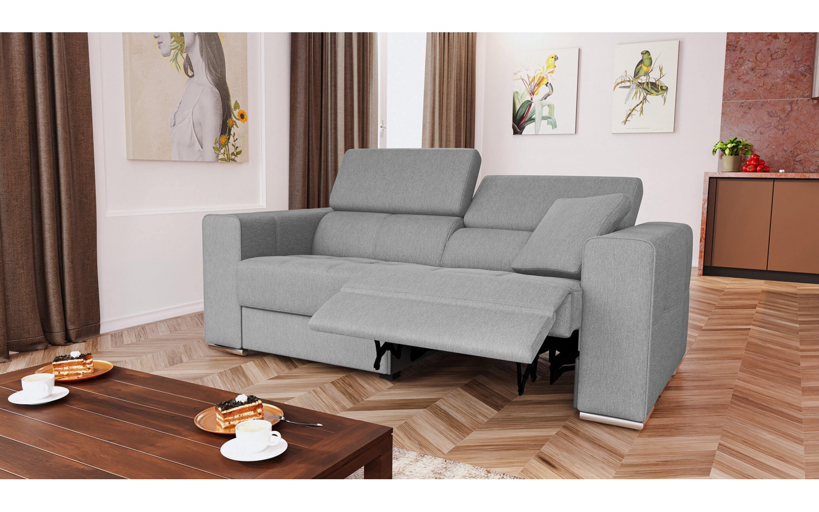 3-Sitzer Relaxsofa mit elektrischen Relaxfunktion auf der rechten Seite QUARTZ