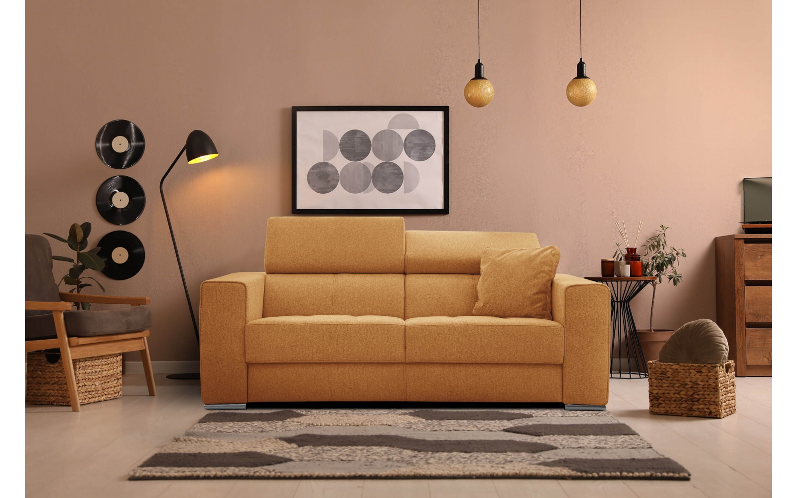 3-Sitzer-Sofa mit manuell verstellbaren Kopfstützen QUARTZ