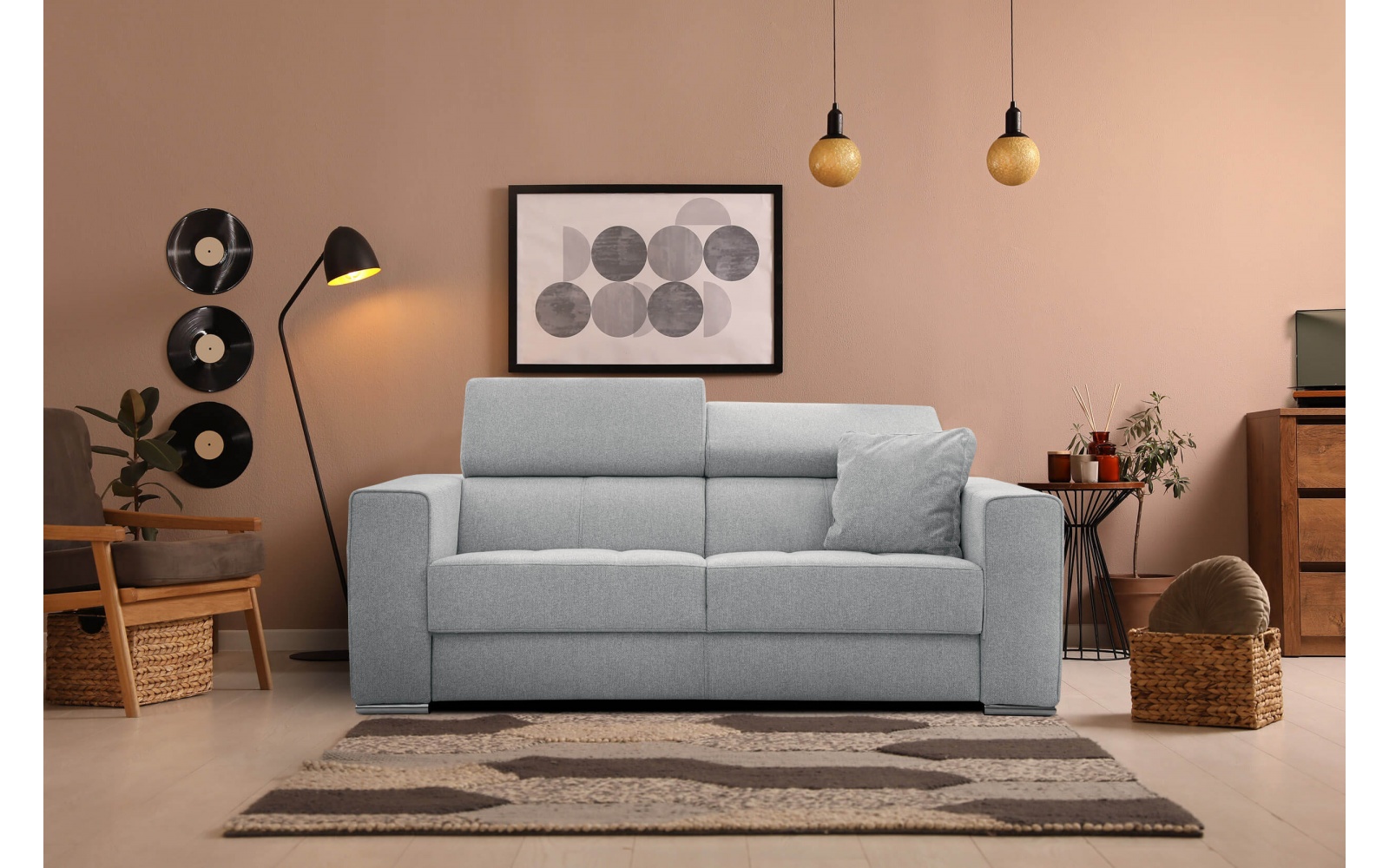 3-Sitzer-Sofa mit manuell verstellbaren Kopfstützen QUARTZ