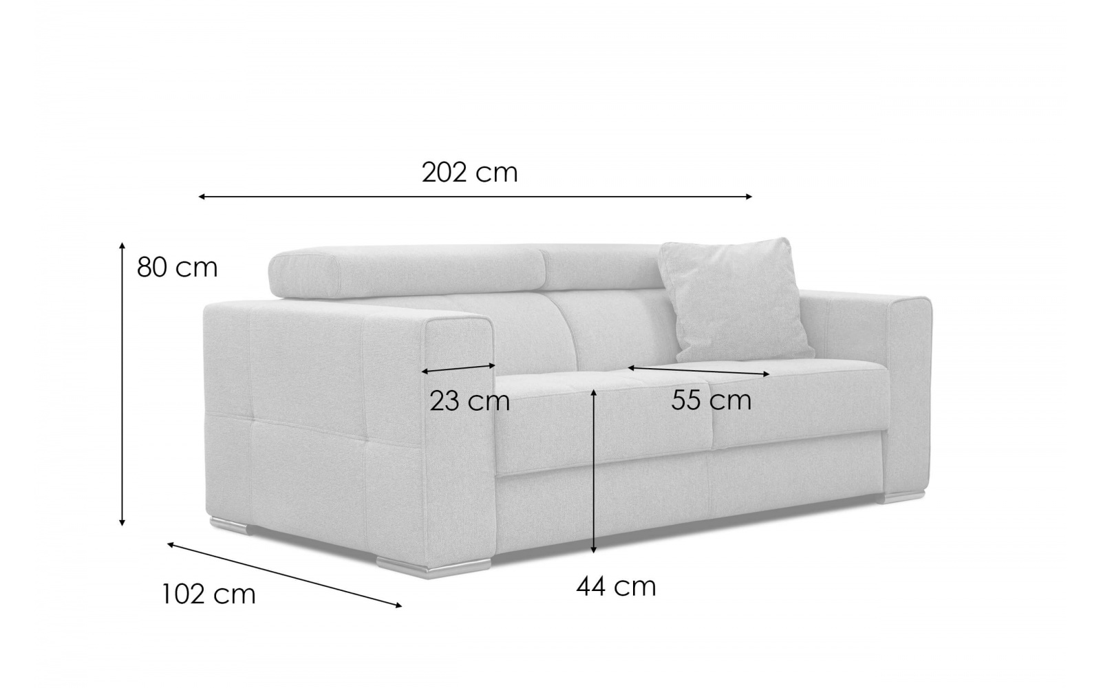 3-Sitzer-Sofa mit manuell verstellbaren Kopfstützen QUARTZ