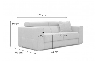 3-Sitzer-Sofa mit elektrisch ausziehbarem Sitz QUARTZ