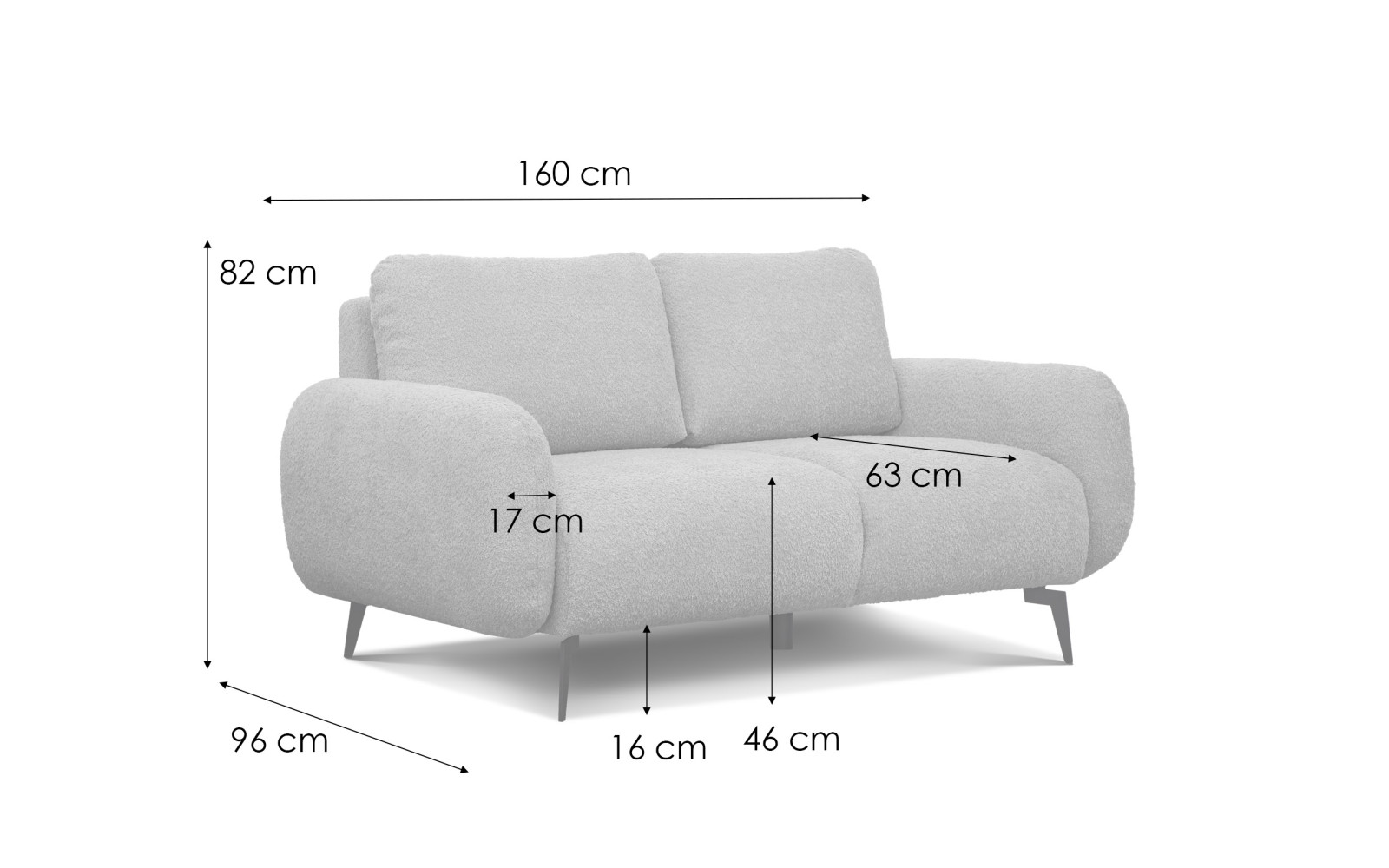 FEBE 2-Sitzer-Sofa, hellgrau