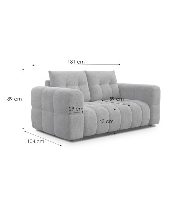 CLOUDI 2-Sitze-Sofa, hellgrau