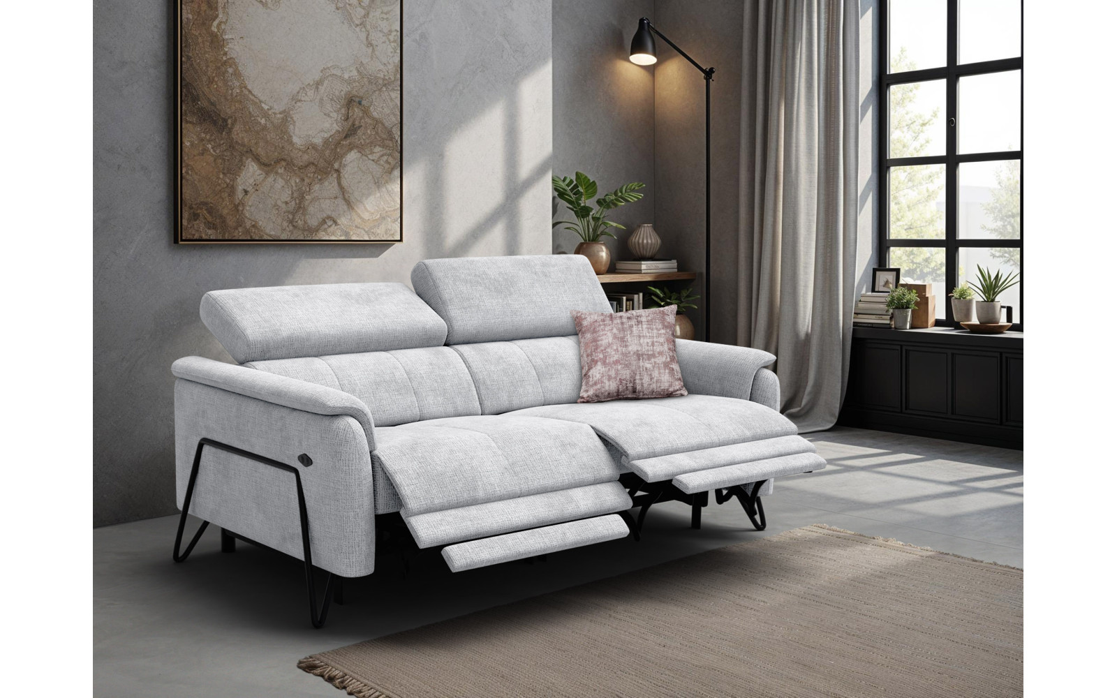 Relaxsofa 3-Sitzer RODEN, hellgrau